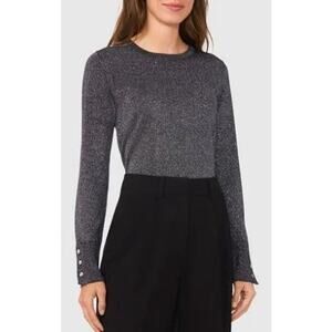 NWOT Halogen Glitter Metallic Long Sleeve Sweater Sz Medium Flawed